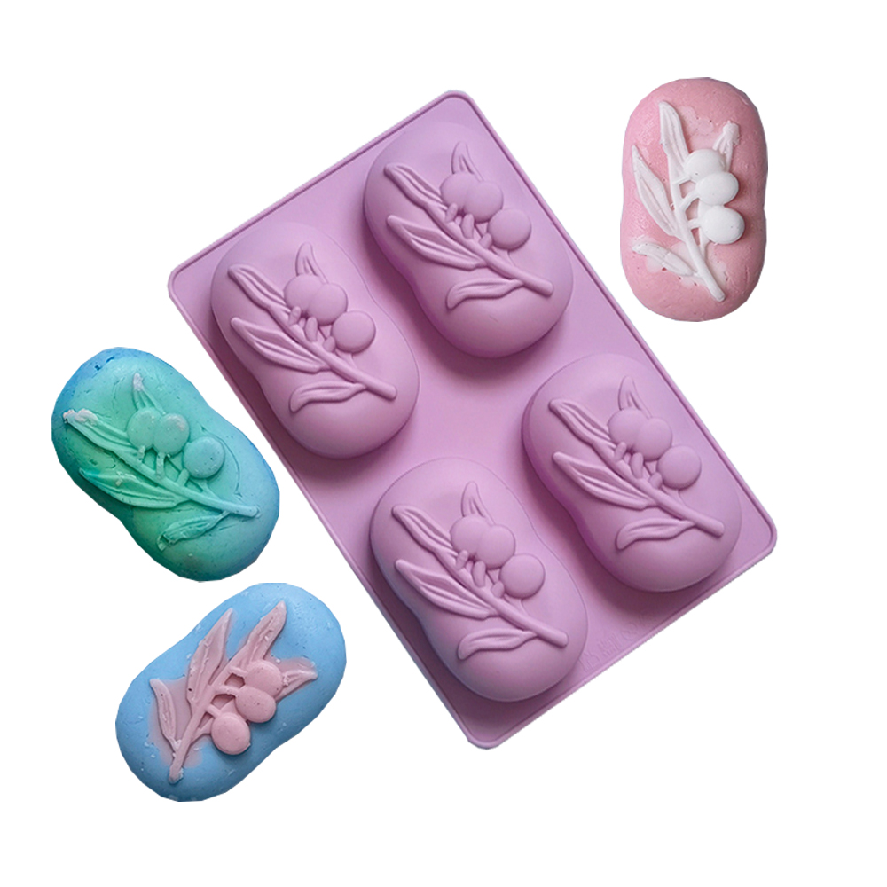 Soap Making Unit - 4 Cavities Oval Olive Tree Silicone