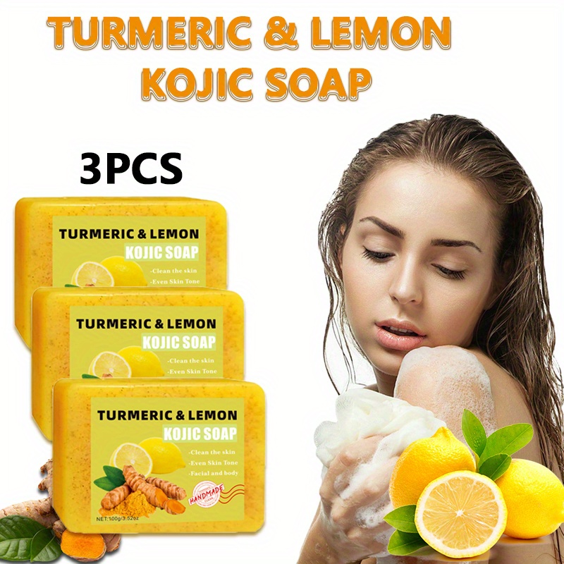 Soap Making Olive Oil - 3PCS Lemon Turmeric Kojic Acid Soap,