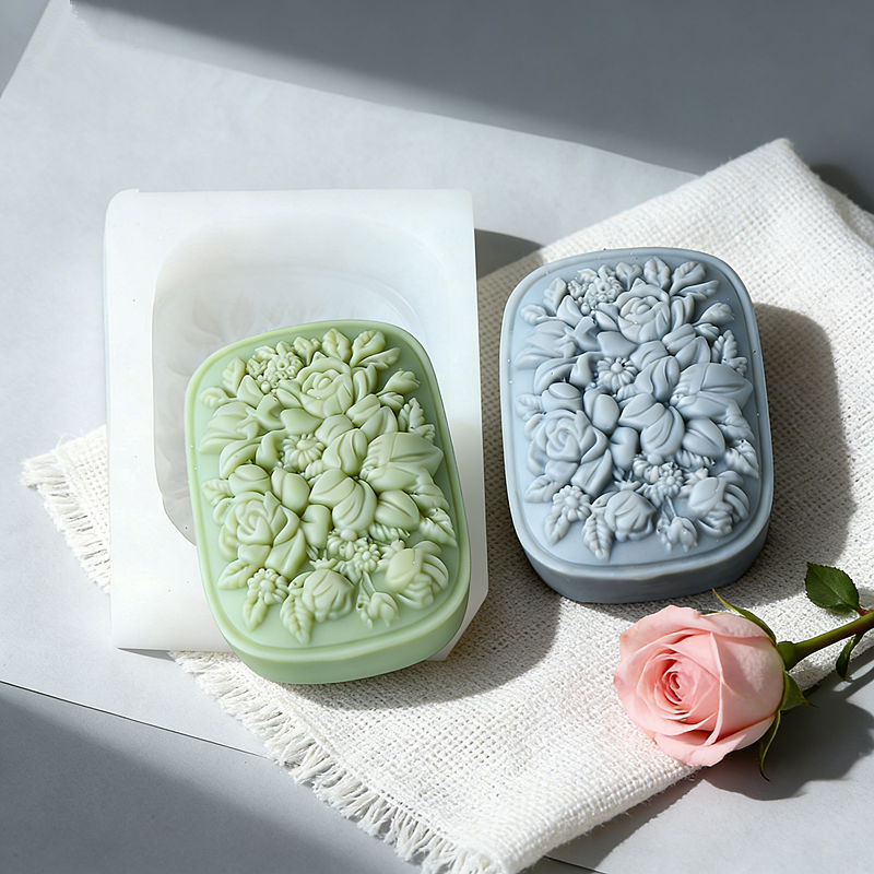Square Floral Silicone Soap Mo - Soap Making At Home のレビューと価格