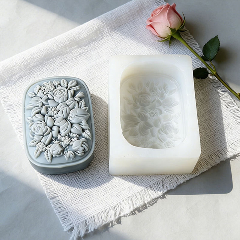 Square Floral Silicone Soap Mo - Soap Making At Home のレビューと価格