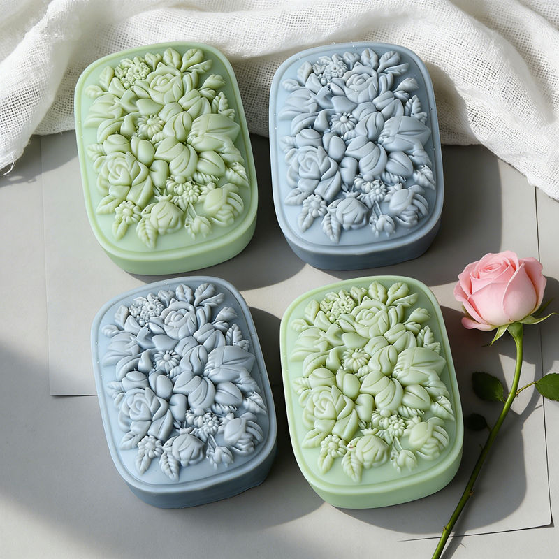 Square Floral Silicone Soap Mo - Soap Making At Home のレビューと価格