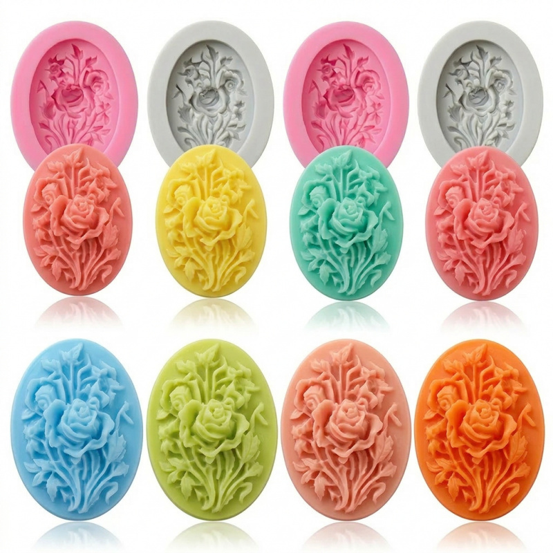 4 Silicone mold with flower sh - Soap Making Designs のレビューと価格