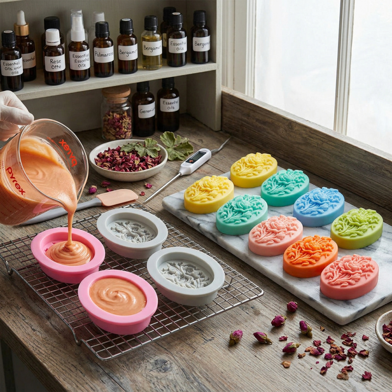 4 Silicone mold with flower sh - Soap Making Designs のレビューと価格