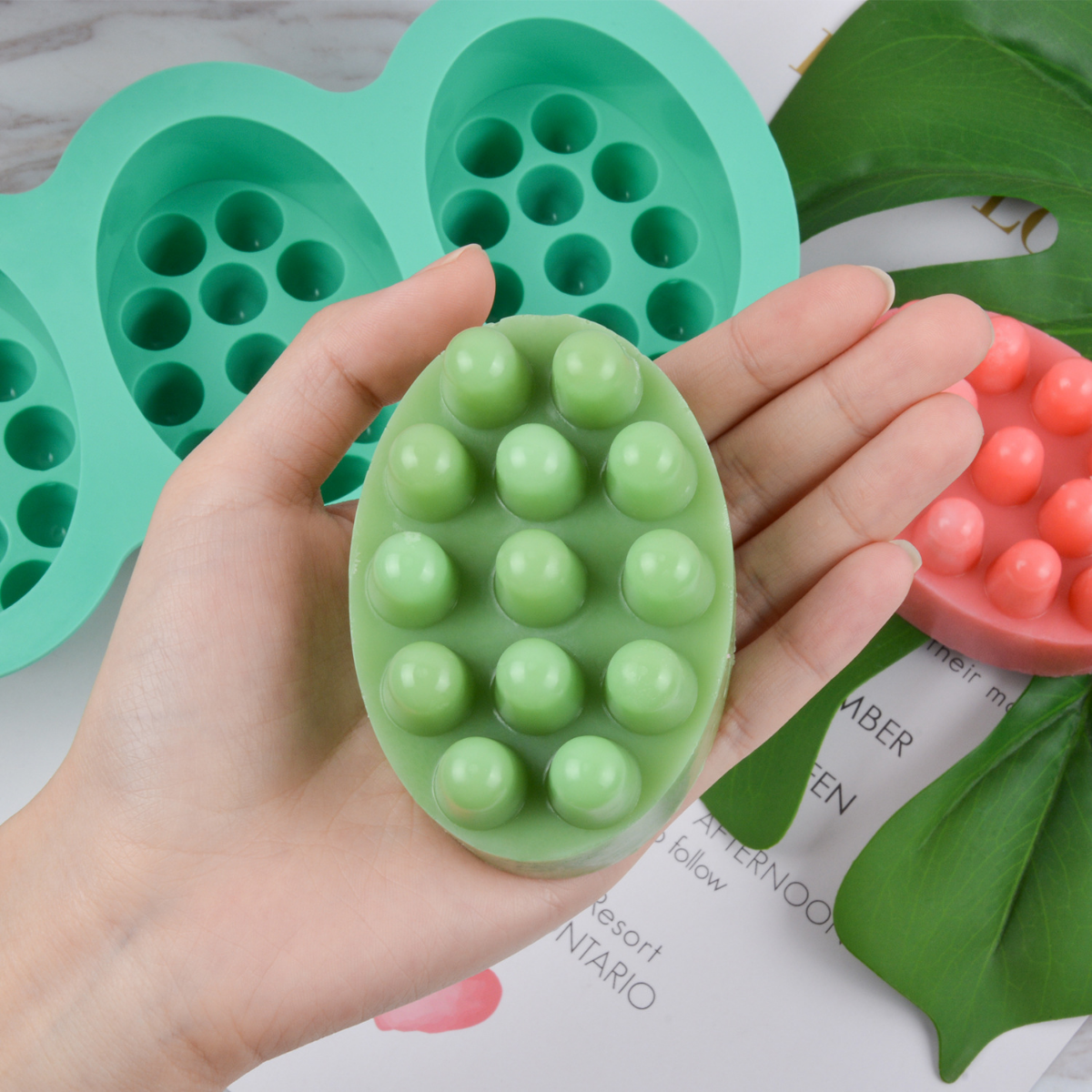 4 Hole Oval Massage Soap Silic - Soap Making Gifts のレビューと価格